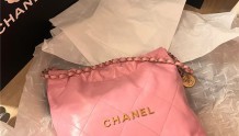 粉色Chanel 22bag开箱了