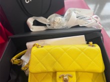 全网首发柠檬黄Chanel 24ss cf mini bag