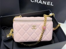Chanel 22b 粉色长盒子宝石链条包少女必备