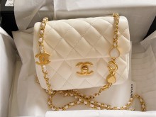 Chanel 白色 方胖子 珐琅链条包包
