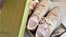 Gucci 饼干鞋。灰粉色真的很好看！